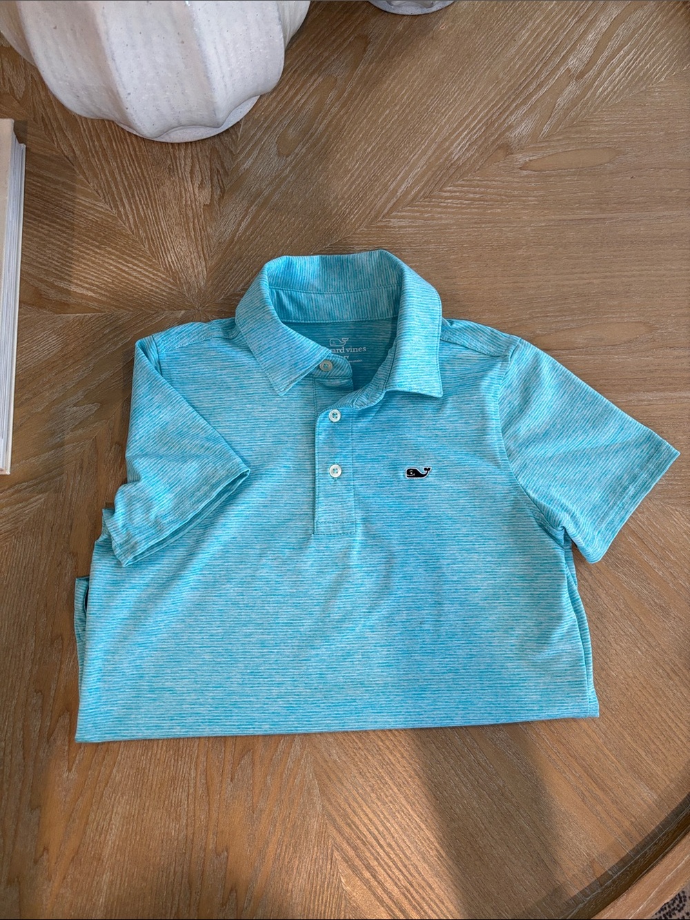 Vineyard Vines Boys  Sankaty Performance Turquoise Polo with Whale Logo
